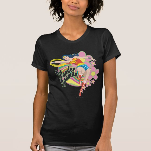 Camiseta Flores retro de mujer maravilla (Anverso)