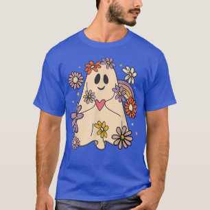 Camiseta Flores retro florales de Groovy Halloween con fant