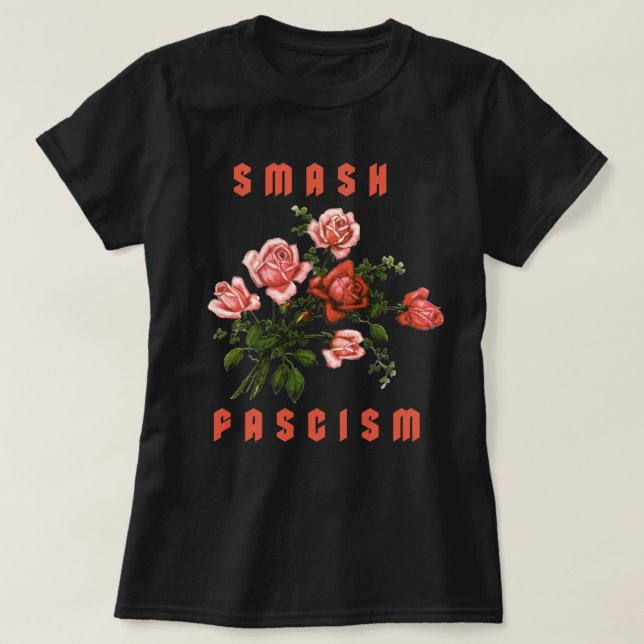 Camiseta Flores retro - Rompe el fascismo (Diseño del anverso)