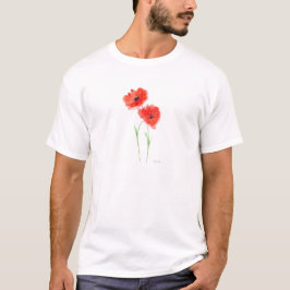 Camiseta Flores rojas de amapola floral naturaleza rústica