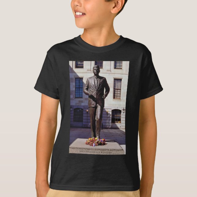 Camiseta Flores rojas de la estatua de John F. Kennedy (Anverso)