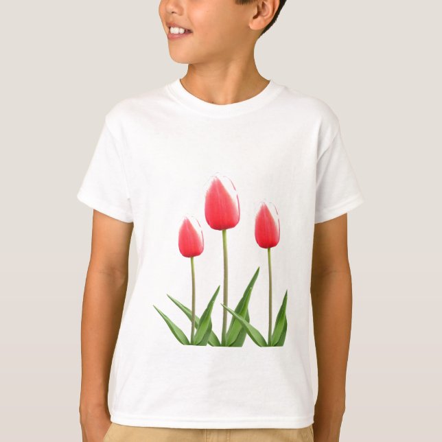 Camiseta Flores rojas de tulipán de primavera (Anverso)