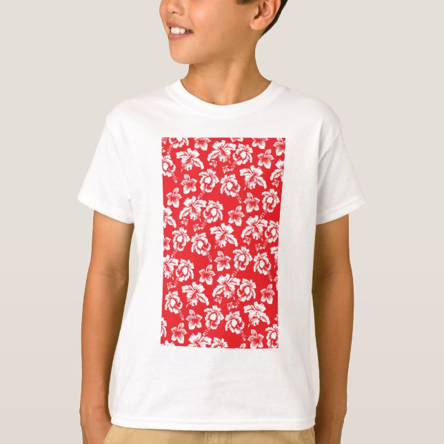 Camiseta Flores rojas hawaianas (Anverso)