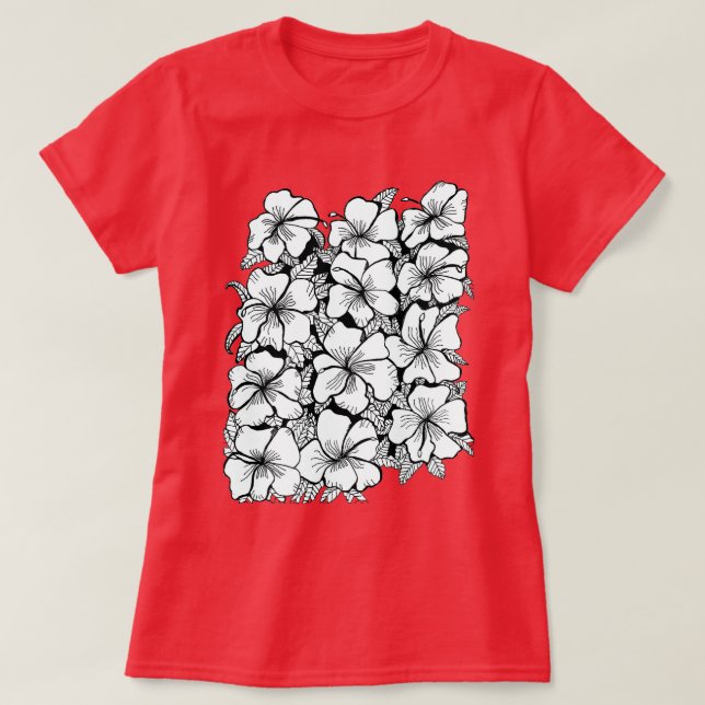 Camiseta Flores rojas rosadas (Diseño del anverso)