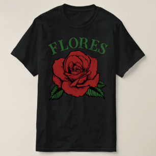 Camiseta flores rosa roja