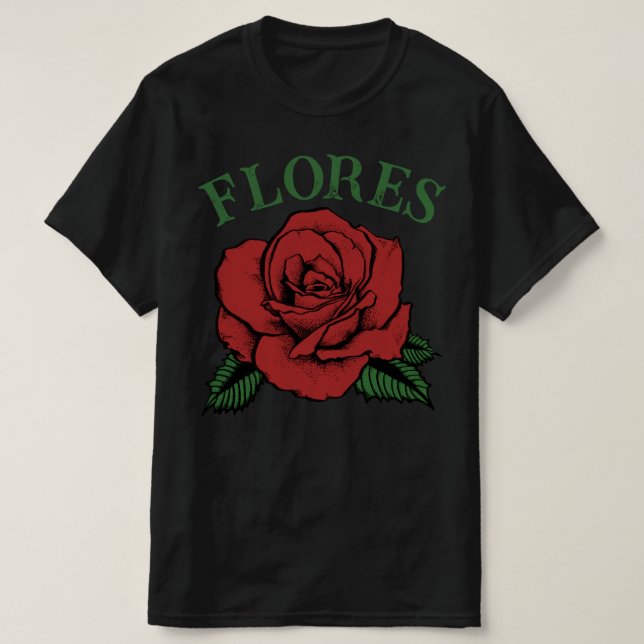Camiseta flores rosa roja (Diseño del anverso)