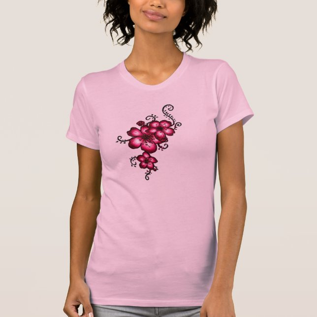 Camiseta Flores rosadas (Anverso)