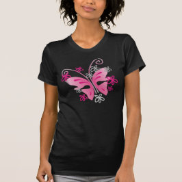 Camiseta Flores rosadas bonitas de la mariposa y de la