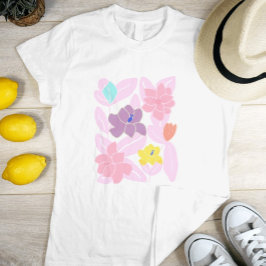 Camiseta Flores rosadas bonito moderna moda femenina