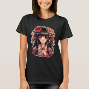 Camiseta Flores rosadas de chica anime