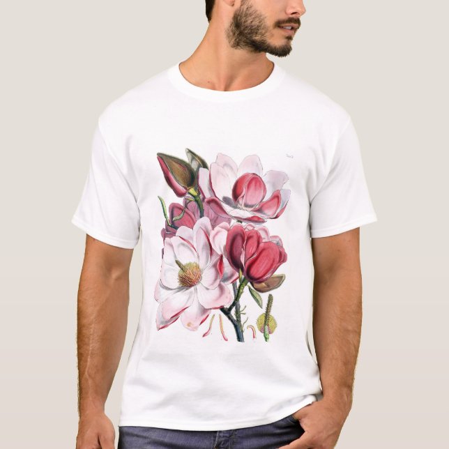 Camiseta Flores rosadas de la magnolia (Anverso)