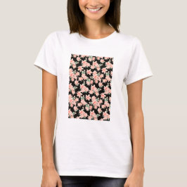 Camiseta Flores rosadas de turberosa en el café fondo negro