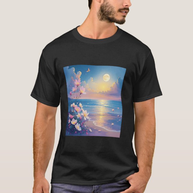 Camiseta Flores rosadas en el mar de Fantasía (Anverso)