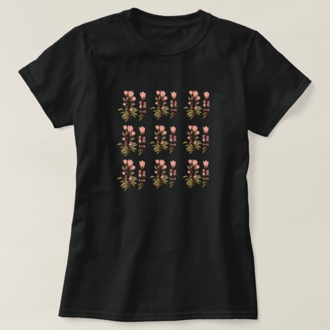 Camiseta Flores rosadas triples (Diseño del anverso)