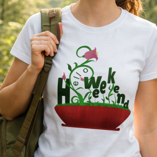 Camiseta Flores Rosadas y Enredaderas Texto en Negrita