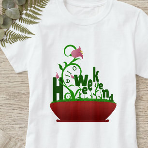 Camiseta Flores Rosadas y Enredaderas Texto en Negrita
