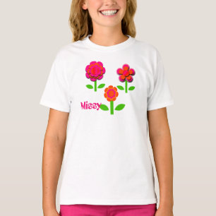 Camiseta Flores rosadas y Naranjas calientes
