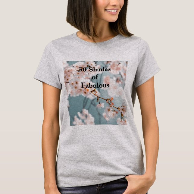 Camiseta Flores rosas 50 tonos de gris fabuloso (Anverso)