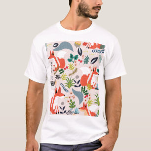 Camiseta Flores rosas, azules: jardín de zorros.