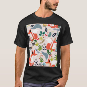 Camiseta Flores rosas, azules: jardín de zorros.