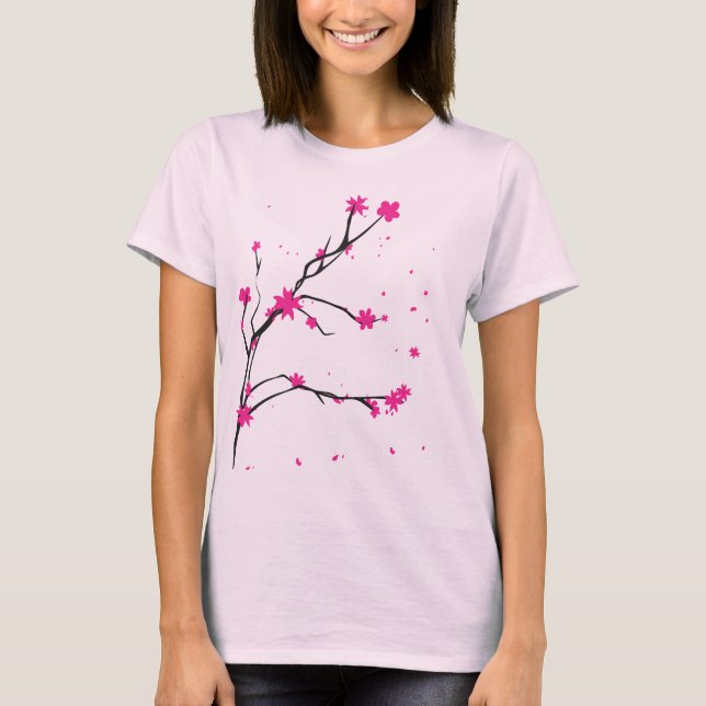 Camiseta Flores rosas flotando en el viento (Anverso)