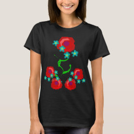 Camiseta Flores rosas y de ojos azules bebé LBD con adornos