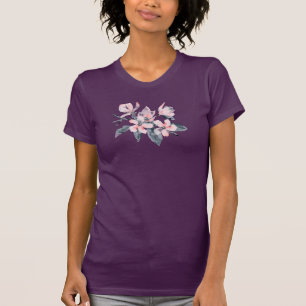 Camiseta Flores rosas y grises acuarela clásica