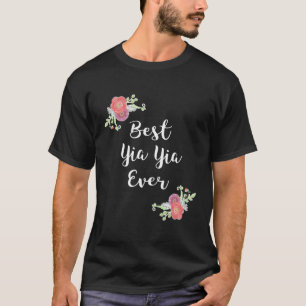 Camiseta Flores rosas Yiayia Floral Mejor Yia Yia Yia