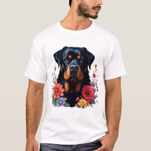 Camiseta Flores Rottweiler