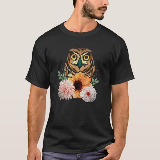 Camiseta Flores Sabias Bird Forest Animal Floral Owl (Anverso)