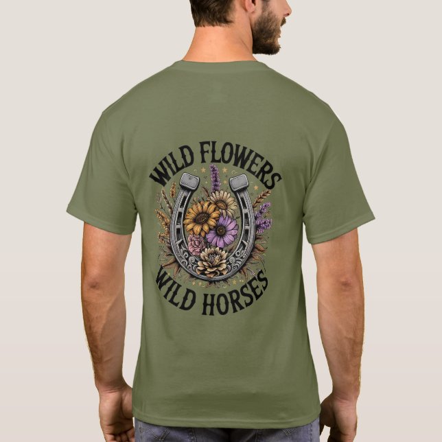 Camiseta Flores salvajes Caballos salvajes (Reverso)