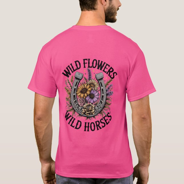 Camiseta Flores salvajes Caballos salvajes (Reverso)