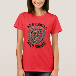 Camiseta Flores salvajes Caballos salvajes