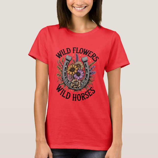 Camiseta Flores salvajes Caballos salvajes (Anverso)