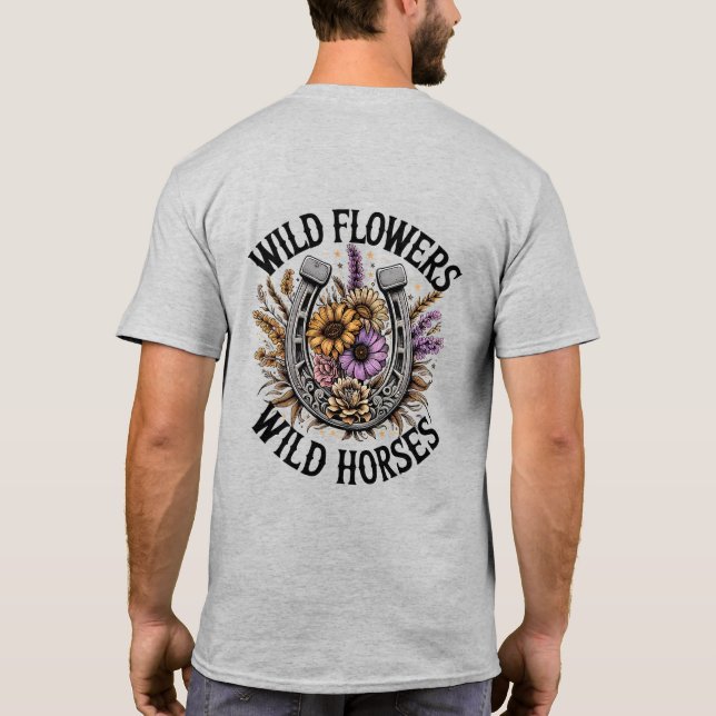 Camiseta Flores salvajes Caballos salvajes (Reverso)