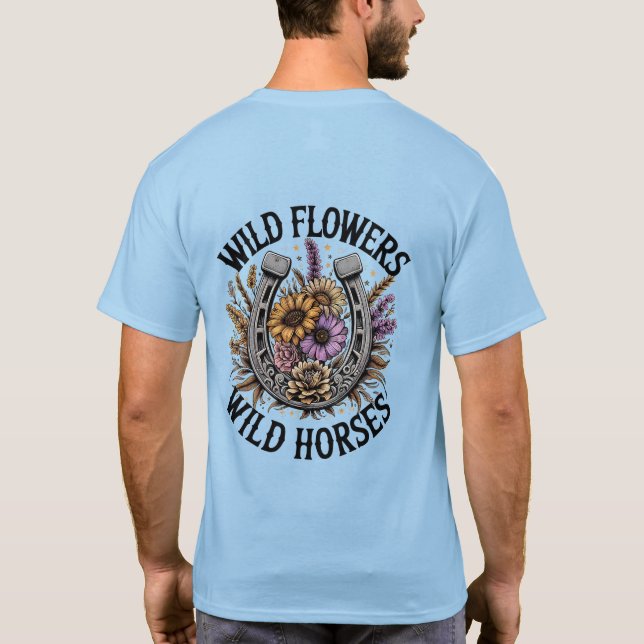Camiseta Flores salvajes Caballos salvajes (Reverso)