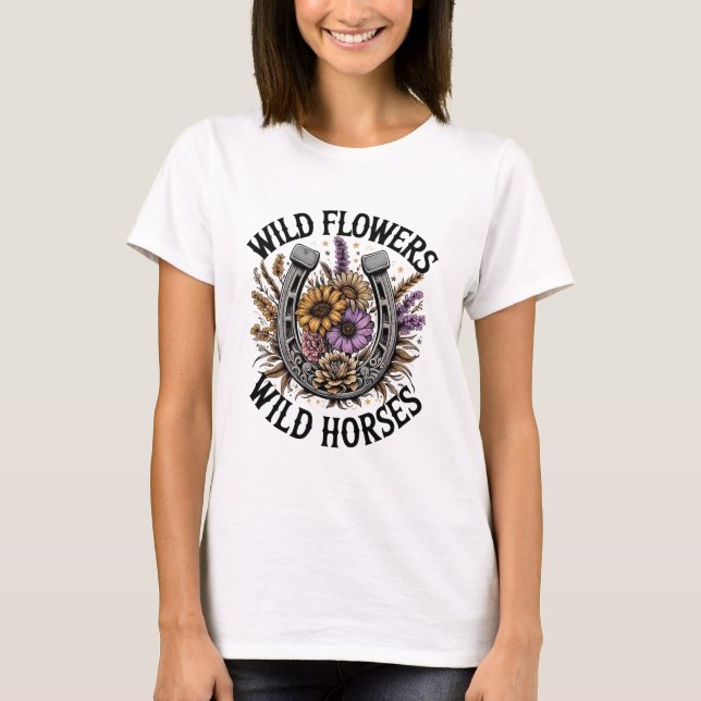Camiseta Flores salvajes Caballos salvajes (Anverso)