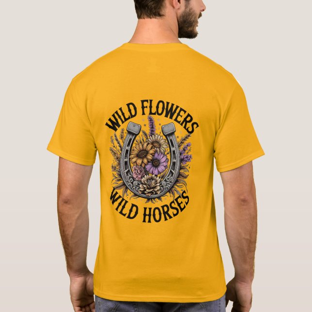 Camiseta Flores salvajes Caballos salvajes (Reverso)