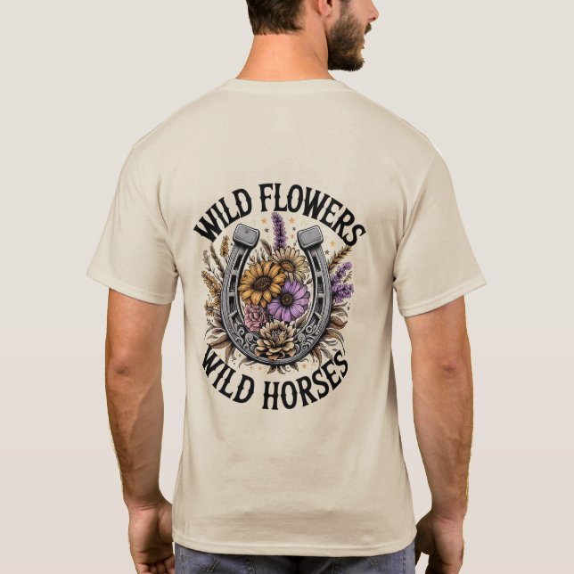 Camiseta Flores salvajes Caballos salvajes (Reverso)
