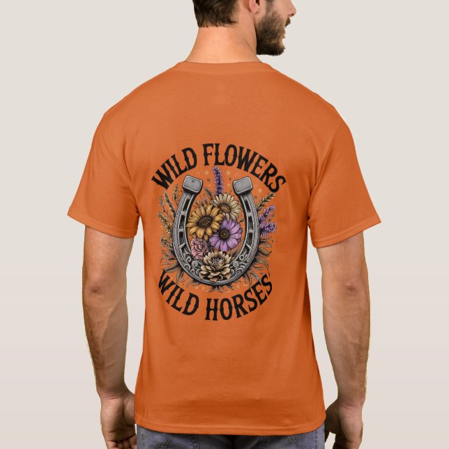 Camiseta Flores salvajes Caballos salvajes (Reverso)
