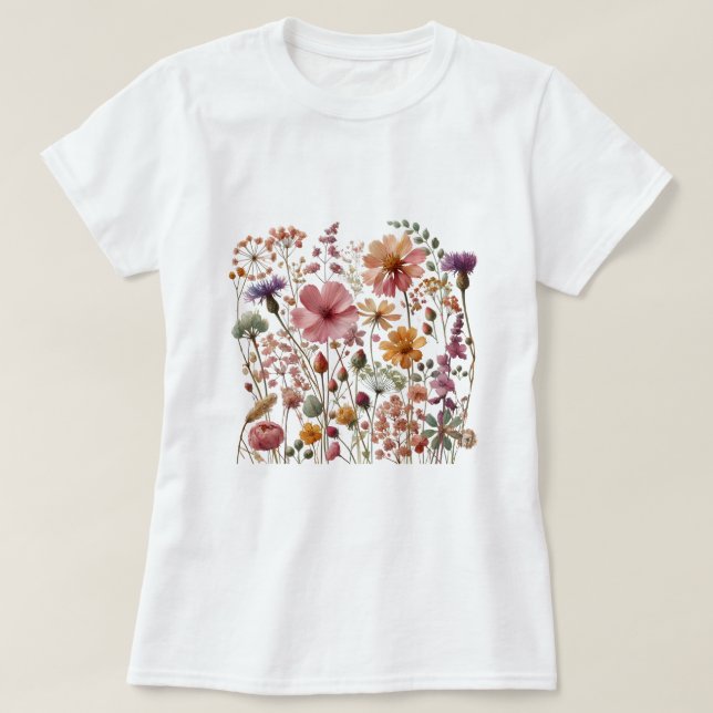 Camiseta Flores salvajes de época (Diseño del anverso)