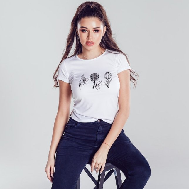 Camiseta Flores salvajes negras Naturaleza Lover Floral Gra (Subido por el creador)