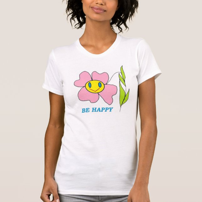 CAMISETA FLORES "SER FELIZ" (Anverso)