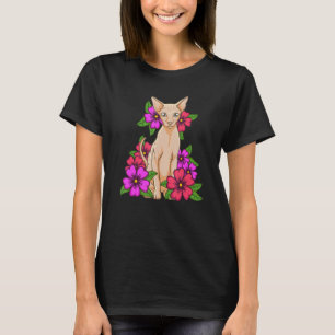 Camiseta Flores Sfinx Cat Mujeres Chicas Gato Lover