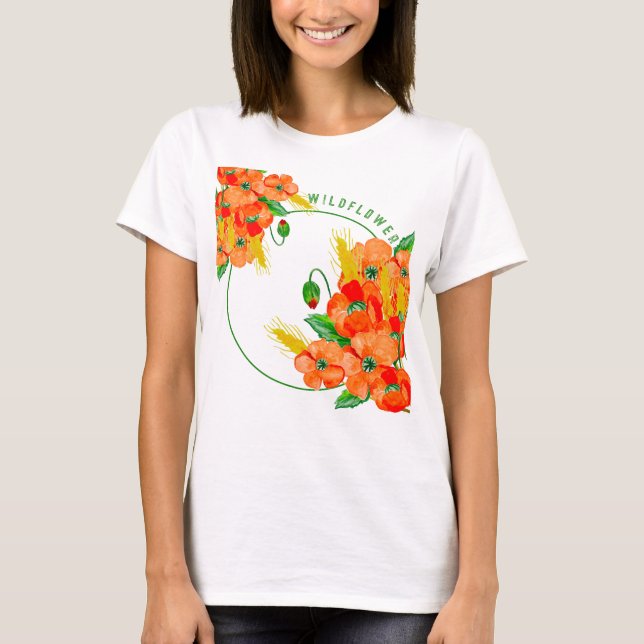 Camiseta Flores silvestres acuarela (Anverso)