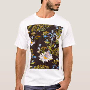 Camiseta Flores silvestres: acuarela de fondo negro