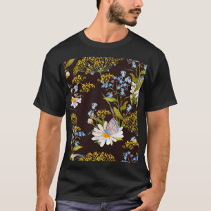 Camiseta Flores silvestres: acuarela de fondo negro