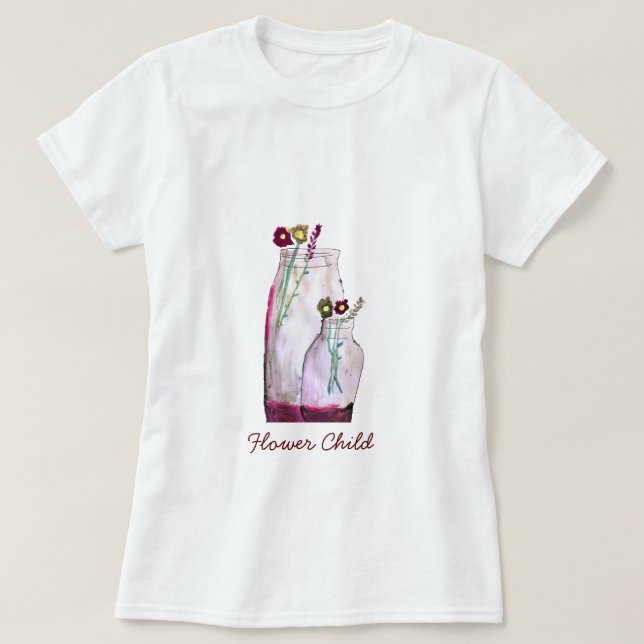 Camiseta Flores silvestres de acuarela caprichosas en un ja (Diseño del anverso)