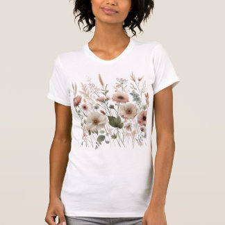 Camiseta Flores silvestres de flores blancas y rosadas