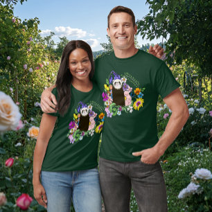 Camiseta Flores silvestres de hurón sable lindo bosque verd